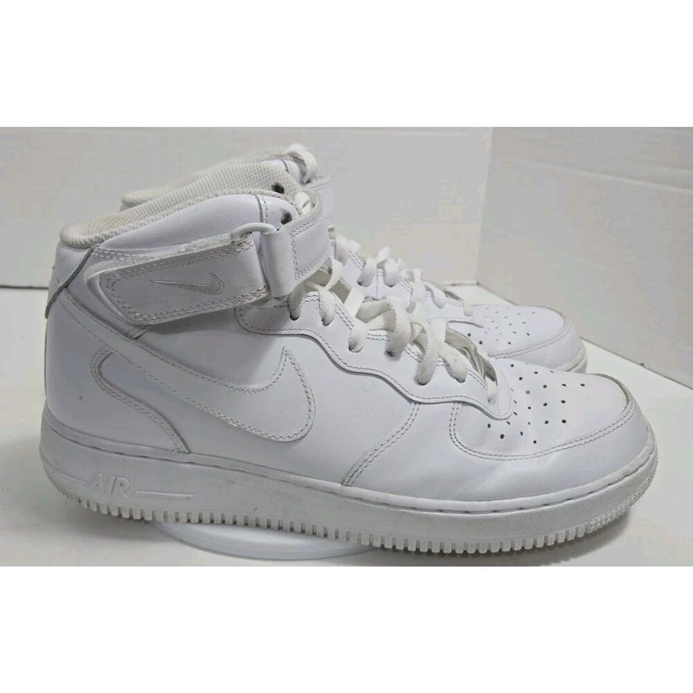 Nike Air Force 1 Mid Triple White Athletic Shoes Sneakers Size 12 (315123-111)